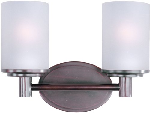 Maxim Lighting 9052SWOI Cylinder 2-Light Bath Vanity, Oil Rubbed Bronze Finish with Satin White Glass