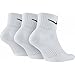 NIKE Unisex Performance Cushion Quarter Training Socks (3 Pairs), White/Black, X-Large