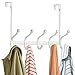 mDesign Decorative Over Door 10 Hook Metal Storage Organizer Rack for Coats, Hoodies, Hats, Scarves, Purses, Leashes, Bath Towels, Robes, Men and Womens Clothing - 2 Pack - Pearl White