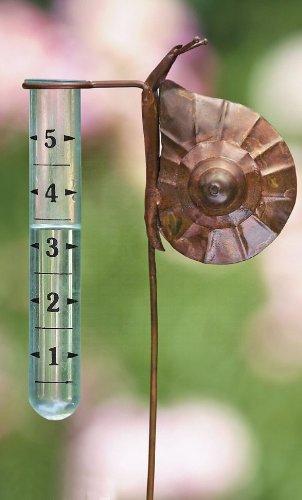 Ancient Graffiti Staked Flamed Snail Rain Gauge, 5 by 27-Inch