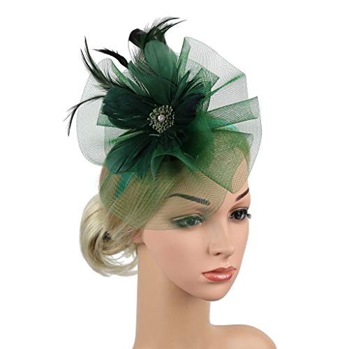NEARTIME Womens Flower Hairband, Fascinator Women's Organza Church Caps British Bridal Tea Party Stretch Headwear