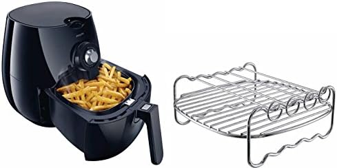 Philips Double Layer Rack &amp; Air Fryer, Black w/ Recipe Book Included