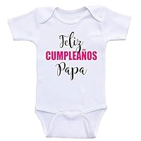 Promini Cute Baby Onesie - Feliz Cumpleanos Papa - Funny Bodysuits Baby Romper White
