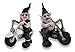 Zeckos Nowaday Gnomes Motorcycle Bikers- Male Dude on Black Bike and Female Chick Gnome on White Cycle Figurine Statue