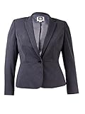 Anne Klein Women's Petite 1 Button Notch Suit Jacket with Waist Detail, Grey Heather, 14