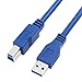 Bluwee USB 3.0 Cable - Type A-Male to Type B-Male - 2 Feet (0.6 Meters) - Round Blue