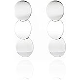 Lightweight Drop Dangle Earrings for Women Silver Three Layers Round Trendy Costume Jewelry with Gifts Box