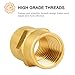 SUNGATOR 12-Pack 1/4 Inch Female Hex Couplings, 1/4'' NPT Female Brass Hex Nipple Adapters, 1/4'' Brass Pipe Extension Fittings