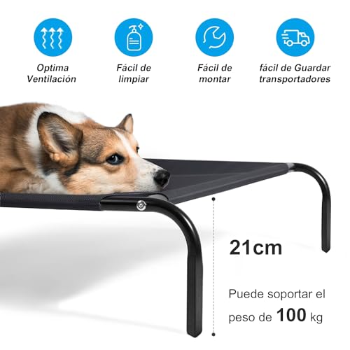 MOONPAI Cama para Perro,Cama Elevada para Perro,122 * 71 * 21cm Cama elevada refrescante para Perro con Marco de Metal,Apto para Uso Interior y Exterior,Dormir a tu Perro Alivia la ansiedad(XL)