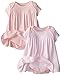 Burt's Bees Baby Baby Girls' Set of 2 Bee Essentials Short Sleeve Lap Shoulder Dresses, 100% Organic Cotton