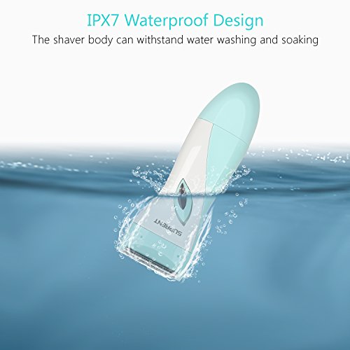 SUPRENT Lady Electric Shaver, Noise Reduction Women's Electric Razor and Waterproof Body Hair Trimmer, Use Wet and Dry, USB Rechargeable (Green)