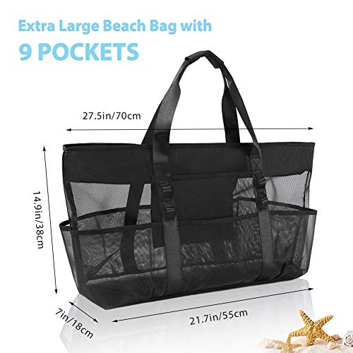 XXL Mesh Beach Bags and Totes, Extra Large Beach Bag with Zipper and