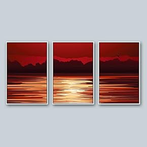 3 Piece Framed Canvas Wall Art for Living Room, Bedroom Seascape Illustration Canvas Prints for Home Decoration Ready to Hang - 16"x24"x3 Panels