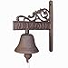 KiaoTime Vintage Rustic Cast Iron Welcome Sign Ring Bell Country Farmhouse Wall Decor Door Bell Antique Style Dinner Bell Decorative Welcome Wall Plaque Yard Sign