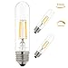 Led Filament Bulb Tubular Retro Vintage Edison T10 Style, Dimmable, E26 Medium Base, Warm Color Light, 450 Lumens, 40 Watt Incandescent Equivalent (Clear Color Glass, 4 Watt, Pack of 3)
