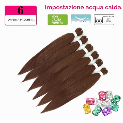 Xusuperb 30 Inch Pre Stretched Brown 30# Auburn Easy Braiding Hair Extensions 6 Packs Synthetic Crochet Hair Itchless Yaki Texture
