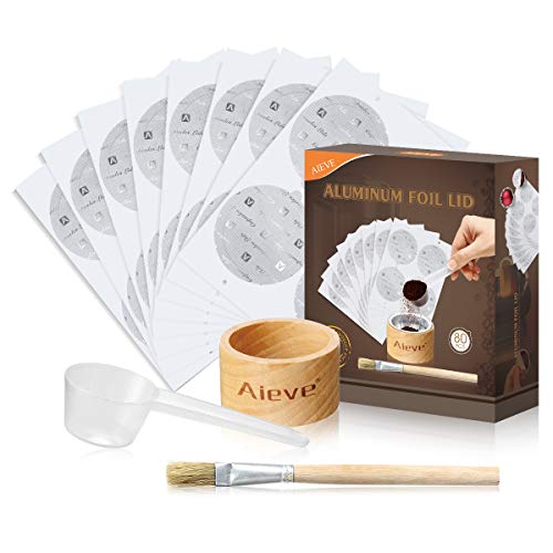 AIEVE 80 Stk Aluminiumfolie Deckel Zubehör für Wiederverwendbare Kaffeekapseln mit Halter Kaffeepinsel Dosierlöffel…