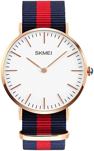 FUTUC Fashion Men's Unisex Preppy style Ultra Thin Case To 6 MM Gold Watch Nylon Band Quartz Wrist Watch