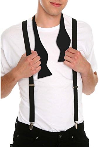 Shopluvonline Unisex Suspender and Open Bow (Black, Free Size)