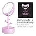 LED Lighted Makeup Mirror / Circle Touch Screen Vanity Mirror, Bathroom Countertop Cosmetic Mirrors with Organizer, Batteries or USB Charging, 360° Free Rotation - Pink