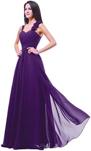 dududuola Women's Chiffom Flower Long Bridesmaids Evening Party Dress Purple 2