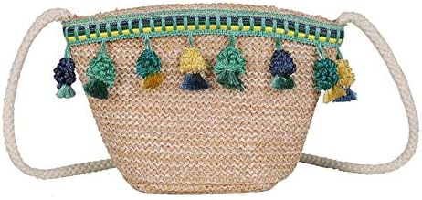 OneMoreT Women Tassel Straw Shoulder Bags Bohemian Beach Crossbody Handbags Summer Femele Beach Bag