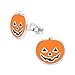 925 Sterling Silver Set of 3 Pairs Halloween Set Witch Hat, Orange Candy Corn, Skull with Pink Bow Stud Earrings (Nickel Free)