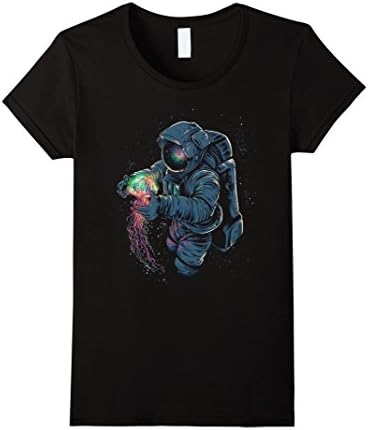 Womens Space Rave T Shirt - Jelly Fish Rainbow Astronaut Friends XL Black