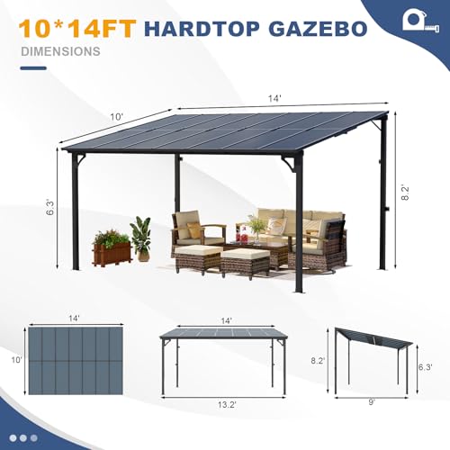 MEISSALIVVE 10x14 Wall-Mounted Pergola Gazebo Review: Sloped Roof Patio Shelter With Solar Lights image 18