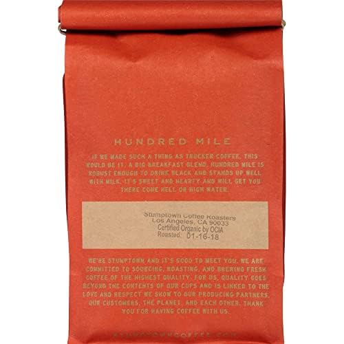 STUMPTOWN COFFEE ROASTERS, MEDIUM ROAST ORGANIC WHOLE BEAN COFFEE – HUNDRED MILE 12 OUNCE BAG WITH FLAVOR NOTES OF JAM AND TOFFEE