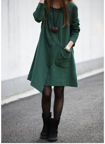 Milkysee Fashion New Arrival Womens Plus Size Long Sleeve Basic Dress Placketing Casual Autumn And Winter One Piece Dress Htllq986 Amazon Co Uk Sports Outdoors