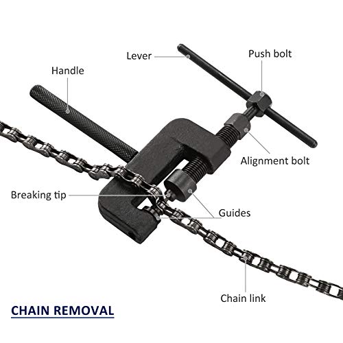 Drive Cam Chain Link Breaker, Professional Chain Press Riveting Cutter Removal Repair Tool Kit for Motorcycle, Bike, ATV and Dirt-Bike, 13 Pieces