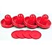 Red Air Hockey Pushers and Red Air Hockey Pucks, Goal Handles Paddles Replacement Accessories for Game Tables (4 Striker, 4 Puck Packs)