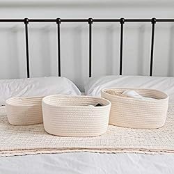 OrganiHaus 3-Pack White Cotton Rope Baskets for