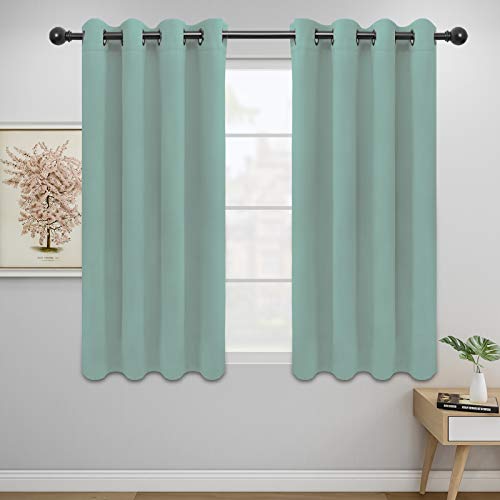 Easy-Going Blackout Curtains for Bedroom, Solid Thermal Insulated Grommet and Noise Reduction Window Drapes, Room Darkening Curtains for Living Room, 2 Panels (52x46 in,Baby Blue)