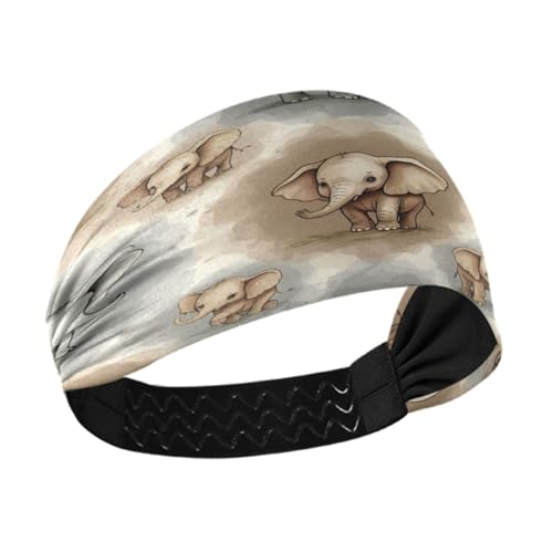 WELLDAY Headbands for Women Grey Elephants Soft Elastic Non Slip Headbands for Women Running, Wide Women’s Head Band for Thin Hair