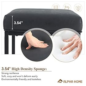 ALPHA HOME 24" Bar Stool Counter Height Bar Stools with Footrest Pu Leather Backless Kitchen Dining Cafe Chair with Thick Cushion & Sturdy Chromed Metal Steel Frame Base for Indoor Outdoor,Black,2PC 41xdIIghuSL