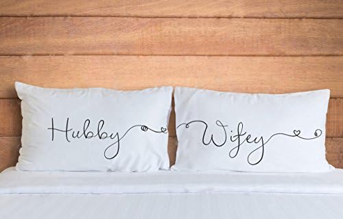 H23ilaryVogt Pillowcases Wedding Gift Hubby Wifey Pillow Cases Husband And Wife Gift For Bride At Bridal Shower Gift Or Wedding Engagement Marriage Gift
