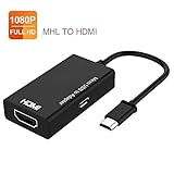 MHL Micro USB to HDMI Cable Adapter, MHL to HDMI Adapter, MHL 5pin & 11pin to HDMI 1080P Video Graphic Converter, Cable Adapter with Video Audio Output (Black)