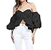 AOMEI Off Shoulder Sexy Ruffles Peplum Tops for Women Blouse Shirts Crop Top