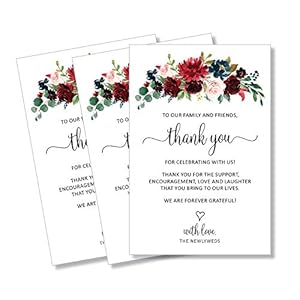 50 Burgundy Marsala Navy Thank You Place Cards, Wedding, Rehearsal Dinner Thank You Table Sign, Menu Place Setting Card…