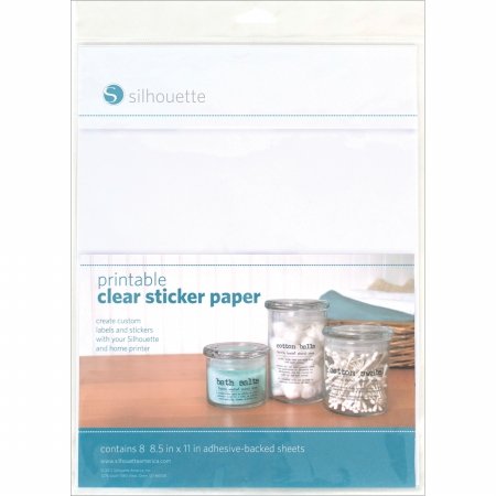 Silhouette Printable Sticker Paper 8.5X11 8/Pkg-Clear