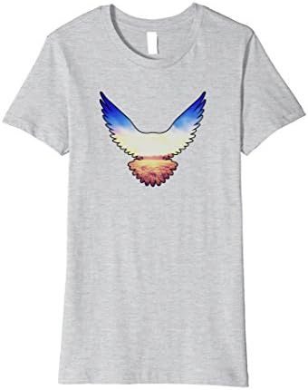 Womens "Escape" - Artistic Bird Illustration T-Shirt - Gift Idea Small Heather Grey