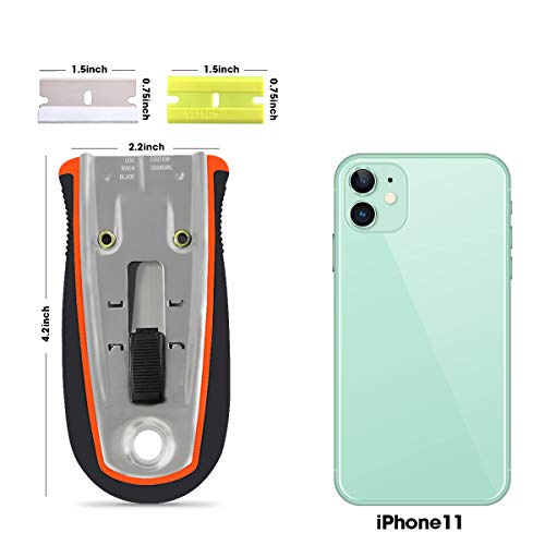 2 Pack Razor Scrapers Retractable Glass Sticker Scraper with 20 Carbon Steel Blades & 20 Plastic Blades Utility Mini Removal Tool for Cleaning Glass,Decals,Labels,Paint and More