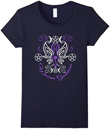 Women's Wiccan Witch Pagan T Shirt - Wiccan Goddess Design XL Navy
