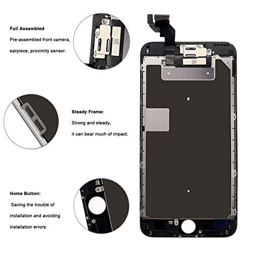FFtopu Compatible with iPhone 6s Plus Screen Replacement Black，LCD Display with 3D Touch Screen Digitizer Full Assembly+Home Botton+Front Camera+Earpiece+Free Screen Protector+Repair Tools Kit - Thumbnail 2