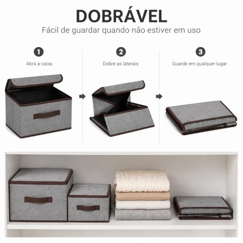 Kit 2 Caixas Organizadoras Dobraveis com Tampa Alça Reforçada e Mais Praticidade para Organizar Roupas Brinquedos e Ambientes