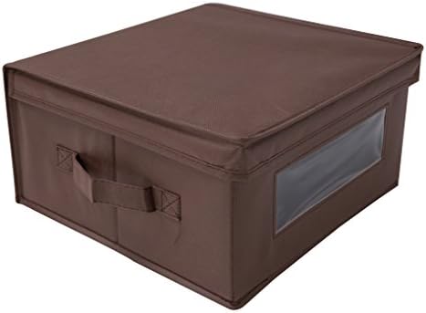 Supwov Collapsible Storage Cube Basket Bins Cloth Folding Box Closet Drawers Container Dresser Basket Organizer Shelf Foldable for Underwear Sock Bra Tight Kids Toy Non-woven with Window(1 Pack Brown)