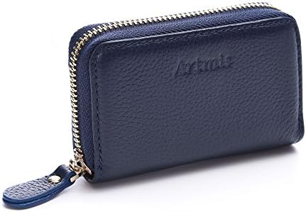 Small Credit Card Purse Wallet For Women,Secure Spacious RFID Blocking Cute Genuine Leather Zipper Cards Holder for Money