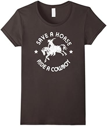 Women's Save a Horse Ride a Cowboy Funny Country Music Tshirt Small Asphalt